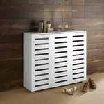 Home Source 3 Door Wooden Shoe Storage Cabinet Rack Stand Slatted Cupboard, White