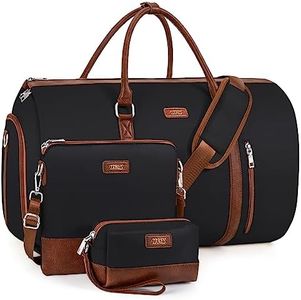 4pcs Convertible Garment Duffel Bag for Travel - 50L 2-in-1 Carry On Weekender Overnight Bag with Toiletry Bag, Fits Suits & Dresses, Trolley Sleeve, Hanging Suit Compartment, Waterproof Shoe Pocket