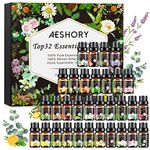 Aeshory Essential Oils Set 32 x 5ml, 100% Pure Natural Therapeutic Grade Diffuser Oils Aromatherapy Oil for Home Fragrance, Cleaning, Humidifier, Candle Making, Soap, Relaxing, Perfumes, Massage