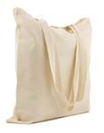 Quality cotton bag 145 g/m2, size 38 x 42 cm, 70 cm long handles, natural, 100% cotton., natural, 50 Pieces