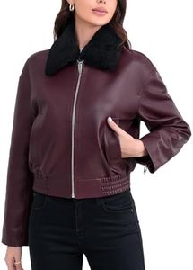 SILVER FASHIONS Womens Oversized Leather Jacket Lambskin Motorcycle Coats - Detachable Faux fur Collar Leather Jacket Women (US, Alpha, XX-Large, Regular, Regular, BURGUNDY)