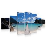 Startonight Huge Canvas Wall Art Summer Bridge Beach II - Large Framed Set of 7 40" x 95"