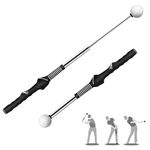 Retractable Golf Swing Training Aid,Rhythm Click Sound Warm Up Golf Swing Trainer,Golf Grip Trainer Attachment -Strength & Tempo Training for Chipping Hitting,Golf Accessories for Men