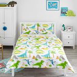 Bloomsbury Mill - Kids Double Duvet Set - Kids Double Bedding for Boys and Girls - Dinosaur World - Childrens Double Bed Duvet Cover Set with 2 x Pillow Case - 200x200cm