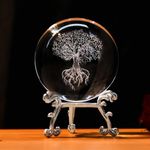 IFOLAINA 3D Tree of Life Crystal Ball Paperweight Glass Sphere Figurines for Home Decor Ideal Fengshui Ornament for Home Decoration