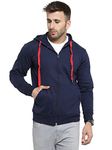Scott International Men's Solid Cotton Hoodies for Men Sweatshirts for Men Sweatshirt for Men with Zipper Stylish Winter Wear with Hood and Pockets Navy Blue