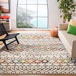 SAFAVIEH Amsterdam Collection Area Rug - 9' x 12', Ivory & Multi, Moroccan Boho Design, Non-Shedding & Easy Care, Ideal for High Traffic Areas in Living Room, Bedroom (AMS108K)