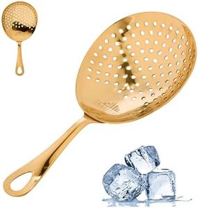 A Bar Above Gold Julep Strainer, Premium 304 Stainless Steel Cocktail Strainer with Rounded Handle, Bartender Mixing Tool for Home and Professional Bars, Fits Shakers and Mixing Glasses