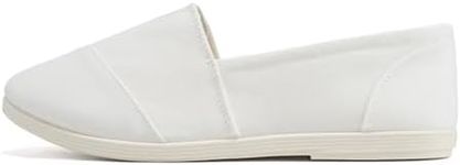 Soda Shoes Women's Obji Round Toe Casual Flat with Padded Insole, White Obji, 8.5