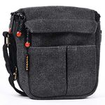 FOSOTO Mirrorless Digital Camera Canvas Bag for Sony A6000 A6100 A5100 RX100 V/Canon EOS M100 SX740 / Fujifilm X100V X100F Shockproof Portable Compact System Camera Shoulder Bags Cases