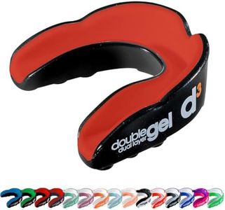 d3 Double Gel Mouthguard wth Case Black/Red,Youth (Under 12 Years) Mouldable Kids Gum Shield for Contact & Combat Sports | Boxing, MMA, Rugby Mouth Guard, Martial Arts, Hockey Gumshield