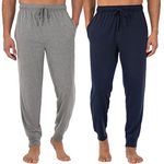 Fruit of the Loom Mens Jersey Knit Jogger Sleep Pant (1 and 2 Packs), Grey Heather/Navy, Large Tall