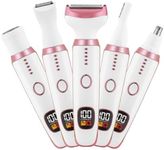 Electric Razors for Women, Bikini Trimmer for Women 5 in 1 Body Shaver for Nose Hair Face Eyebrow Arms Legs Armpit Underarm Pubic Area, Replaceable Lady Facial Razor Painless USB Charge Female Gift