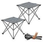 FUNDANGO Camping Stool Folding Stools for Adults Load 150kg 16in Tall Large Padded Seat Portable Lightweight Camping Chairs for Fishing Hiking Outdoor Picnic Carry Bag Included Grey