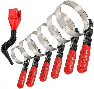 CAROTUPY 7pcs Oil Filter Wrench Set with Small Oil Funnel for Oil Change, Adjustable Oil Filter Removal Tool 2-1/16"-5-1/4"