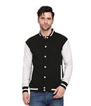 AWG ALL WEATHER GEAR polycotton Trending Varsity Jacket For Men. Bomber Style -Ideal For Winterwear. High Neck And Full Sleeved,Slim Fit Extremely Stylish And Comfortable Baseball Jacket,Black, 2XL