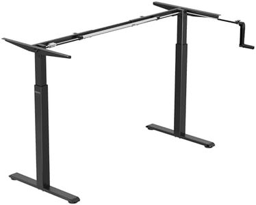 Mount-It! Stand Up Desk with Manual Crank, Frame Only, Height Adjustable Sit-Stand Base, Standing Ergonomic Home Office Desk Workstation, Black