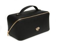 Luxury Beauty Case by Alice Wheeler London Train Case Vanity Toiletry Bag Make-Up Case for Ladies 3 Different Sizes ! (Black, Mini)