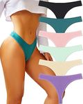 FINETOO Cotton Thongs for Women Soft Low Rise Sexy Thong Ladies Panties Womens Underwear 6 Pack S-XL, Set4-6pack, Medium