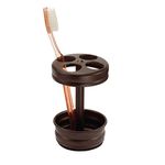 iDesign Olivia Metal Toothbrush Holder Stand for Bathroom Vanity, Countertops, 3.25" Diameter x 5", Bronze