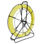 KATSU Fiberglass Duct Rodder 8x120M with Steel Stand and Brake, Fiberglass Electric Cable Installation Tool, Electrician Pipeline Cable Running Threader Fish Tape Puller 312387