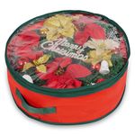 ASAB Christmas Wreath Storage Bag Holiday Garland Container Dual Zippered Bag with Handles for Artificial Wreath Transparent Xmas Decoration Bag Waterproof Fabric Dust Resistant Small (45cm x 15cm)