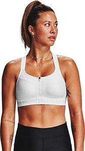 Under Armour Women's Armour High Crossback Zip Bra , White (100)/Halo Gray , 32DD