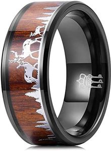 Three Keys Jewelry 8mm Koa Wood Zebra Wood Arrows Inlay Tungsten Wedding Ring Vikings Hunting Band, U 1/2(63.36mm), Tungsten, No Gemstone