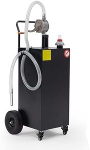 Festisoul 40 Gallon Fuel Caddy, Portable Gasoline Storage Tank with Reversible Rotary Hand Siphon Pump for Boats and Mowers, Heavy Duty Fuel Transfer Tank on Flat Free Wheels, Black