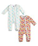 The Mom Store Baby Zipper Romper Cotton Soft and Comfortable Kids Bodysuit Sleep Wear Front Zippers Printed Combo Of 2 (Fruitilicious-Elephantastic- 9-12 M)