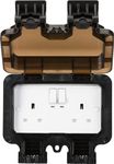 Smart WiFi Waterproof Outdoor Double Socket - Certified Works with Alexa + Certified Works with Google Assistant, Black