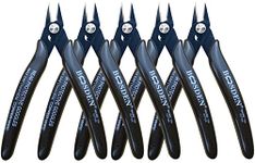 Flush Cut Pliers, 5 Pack, 5 Inch Small Wire Cutters, BOOSDEN 170 Wire Cutters Flush Cutter Pliers, Micro Flush Cutter, Wire Cutters for Crafts, Models, Zip Ties Snips, Nippers, Electronic Side Cutters