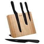 Chicago Cutlery 1124970 Prime 5Pc Magnetic Wood Block Set, German MOV Stainless Steel Blades, Black, Beech