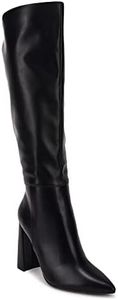 Juliet Holy Womens Pointed Toe Knee-high Boot Chunky Block Heel Side Zipper Go-go Boots