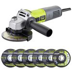 Angle Grinder, DEWINNER Corded Cutting Grinding Polishing, with Disc, Side Handle, 850 W 220-240 V x Cutter, Adjustable Pin,115mm+ 6 Discs