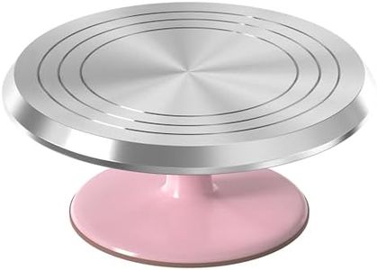 Riccle 12 Inch Pink Aluminium Alloy Revolving Cake Stand – Rotating Cake Turntable for Cake Decorating, Baking, and Cake Decorating Supplies