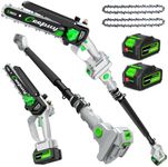 CEEPUY 2-in-1 Brushless Electric Pole Saws for Tree Trimming,8 Inch Cordless Mini Chainsaw with Extension Pole and 2 x 4000mAh Batteries, Pole Chain Saw Gift for Men Dad Husband Fathers Gardener 2026