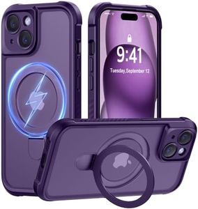 MOCCA Design for iPhone 15 Case with Magnetic Invisible Stand [Full Camera Protection] [Compatible with Magsafe] Military Drop Shockproof Translucent Matte Phone Case Cover 6.1",Deep Purple