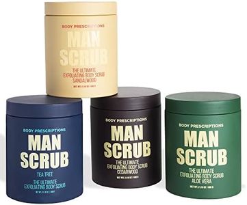 Body Prescriptions Men’s Exfoliating Body Scrub – Ultimate Skin Cleansing Wash in Jar with Twist-Top Lid, For All Skin Types, 21 Ounce (Pack of 4), Combo Pack