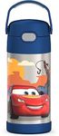 THERMOS FUNTAINER 12 Ounce Stainless Steel Vacuum Insulated Kids Straw Bottle, Cars