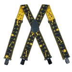 KUNN Men Suspender Tape Measure Pattern 2 inch Suspender Fully Strength Elastic with Heavy Duty Clip Ruler Suspenders