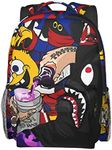 Vkaxopt Backpack Shark Teeth Camo Backpacks Travel Laptop Daypack Big Capacity Bookbag Fashion Durable Back Pack, Supergraffiti, Daypack Backpacks