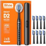 Bitvae Ultrasonic Electric Toothbrushes - Electric Toothbrush for Adults and Kids, American Dental Association Accepted, Rechargeable Travel Sonic Toothbrush with 8 Heads, Black D2 (Jet Black)