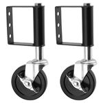 MUKCHAP 2 Pack 4 Inch Spring Loaded Gate Caster, 100kg/ 220lbs Load Capacity Rubber Gate Caster Wheel, Garden Gate Support Caster Wheels for Wooden Gates