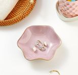 Ceramic jewelry dish, jewelry tray key tray,small ring dish holder Jewelry Plate trinket tray catchall tray nightstand decor for table room decor (Pink, 5.5 Inches)