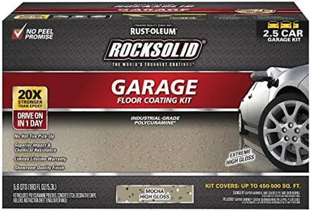 Rust-Oleum 293517 RockSolid Polycuramine Garage Floor Coating, 2.5 Car Kit, High Gloss Mocha