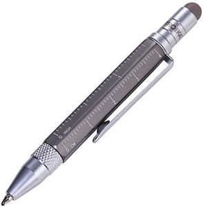 TROIKA DISTRUCTION LILIPUT - PIP25/TI - Bolígrafo multitarea (pequeño) - Regla en centímetros/pulgadas - Destornillador de estrella - Stylus (titanio) - TROIKA Original