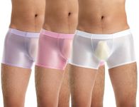 SEAUR Men's See Through Smooth Panty Shiny Translucent Lightweight Mesh Underwear Soft Breathable Boxer Briefs Pack of 3 XL