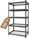 WORKPRO 5-Tier Metal Storage Shelving Unit, 36”W x 18”D x 72”H, Adjustable Storage Rack Heavy Duty Shelf, 4000 lbs Load Capacity (Total), for Garage, Kitchen, Bathroom, Warehouse, Black/Silver