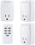 BN-LINK Mini Wireless Remote Control Outlet Switch Power Plug in for Household Appliances, Wireless Remote Light Switch, LED Light Bulbs, White (1 Remote + 3 Outlet) 1250W/10A